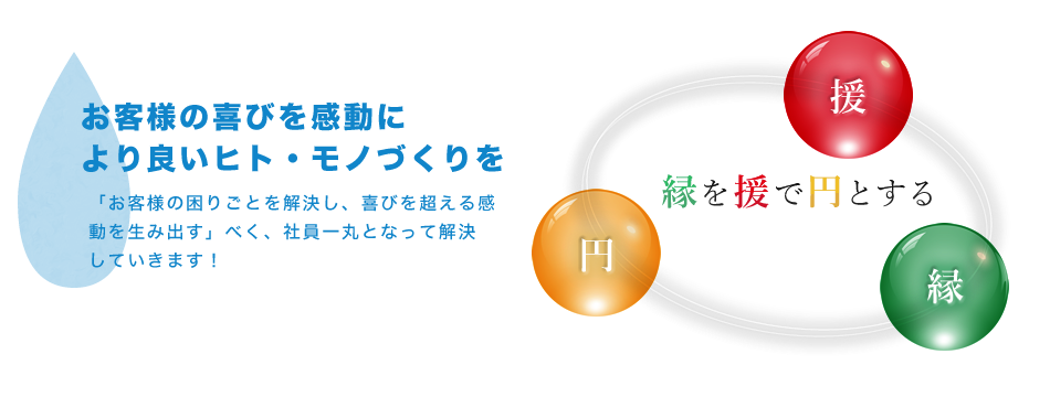 お客様の喜びを感動に
より良いヒト・モノづくりを